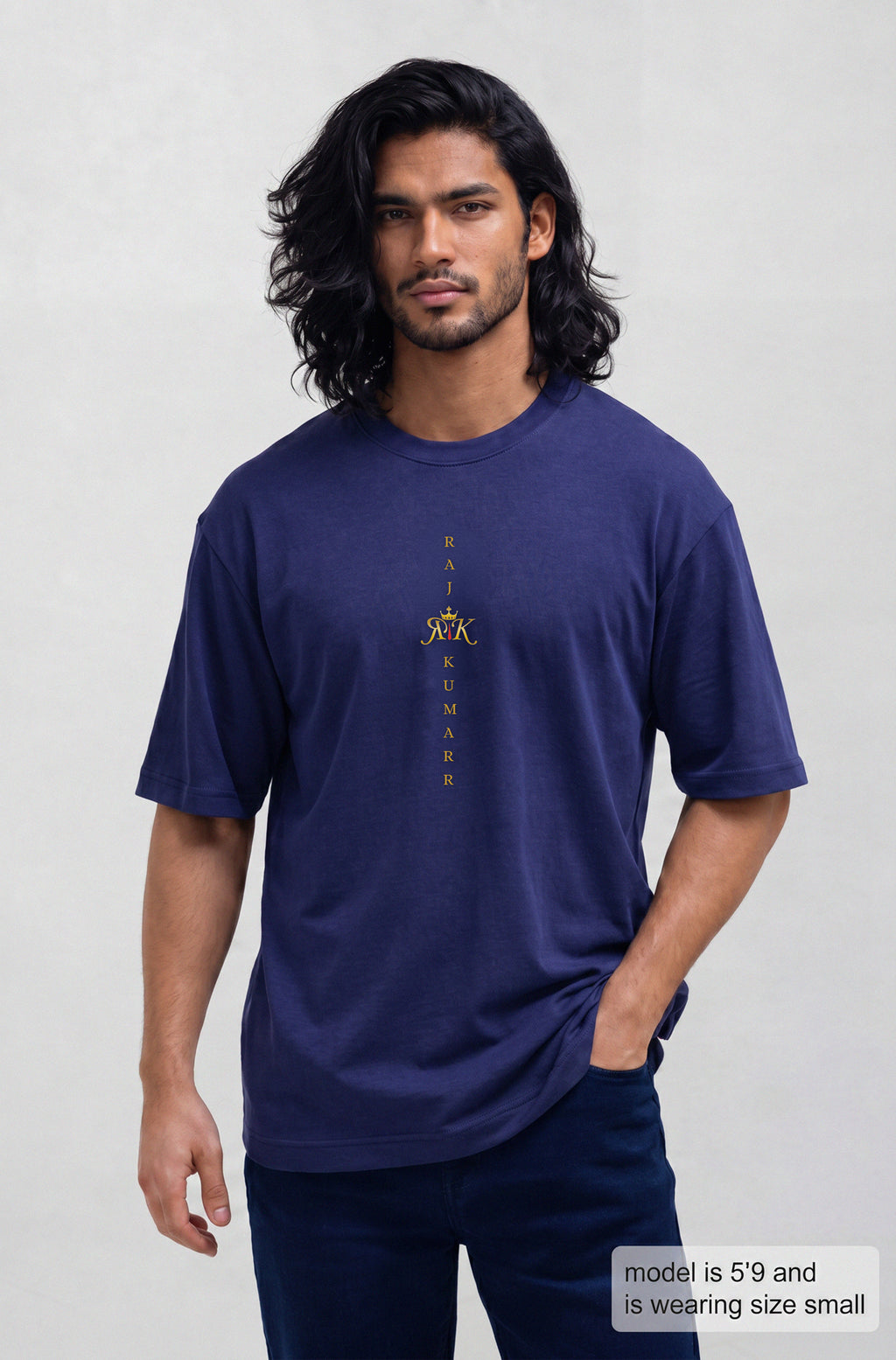 Men's Oversized T-Shirt Navy Blue – Heavyweight Streetwear Tee | Rajkumarr