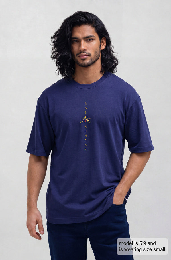 Men's Oversized T-Shirt Navy Blue – Heavyweight Streetwear Tee | Rajkumarr
