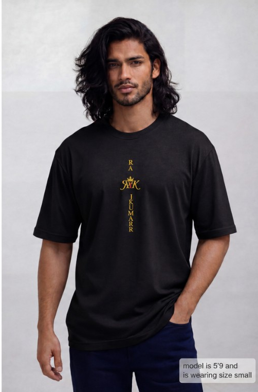 Men's Oversized T-Shirt Black – Structured Fit Streetwear Tee | Rajkumarr
