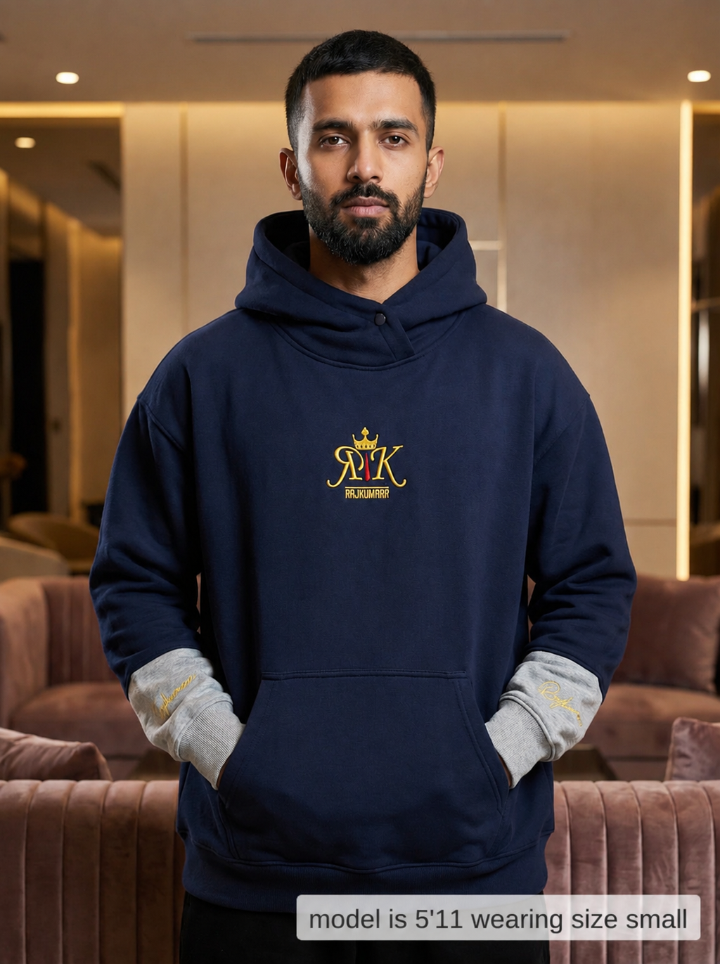 Men's Oversized Hoodie Navy Blue – Heavyweight Pullover Streetwear | Rajkumarr