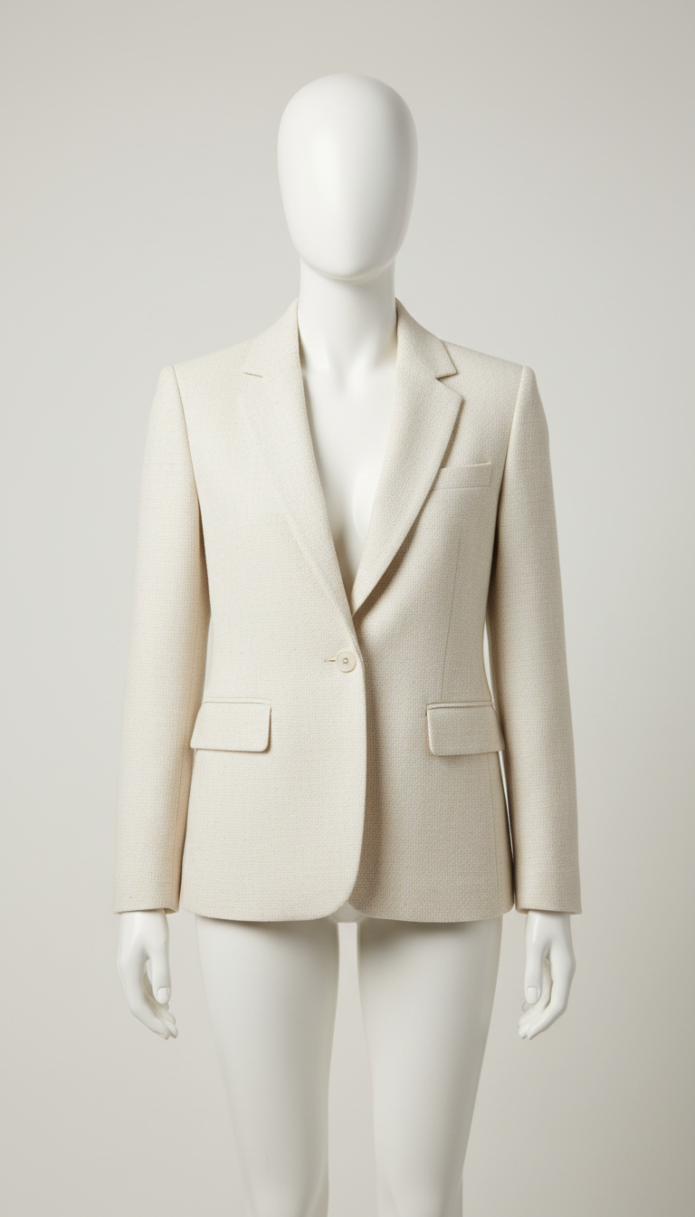 Wool Blend Peak Lapel Jacket