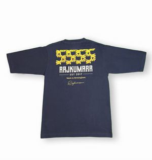 Rajkumarr navy blue oversized T-shirt with soft heavyweight fabric and clean silhouette - designer streetwear style