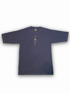 Rajkumarr navy blue oversized T-shirt with soft heavyweight fabric and clean silhouette - designer streetwear style. 
